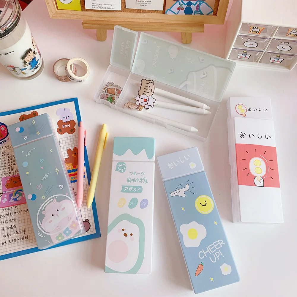 Матовая коробка для карандашей креативная чистая красная Милая канцелярских