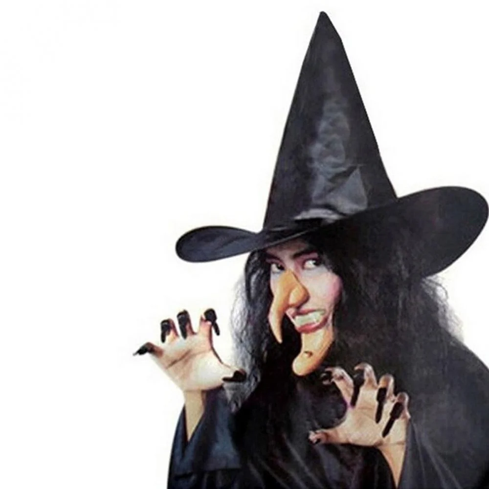 

Funny Witch Sets With Hat Nose Chin Teeth Nails Costume Party Cosplay Prop