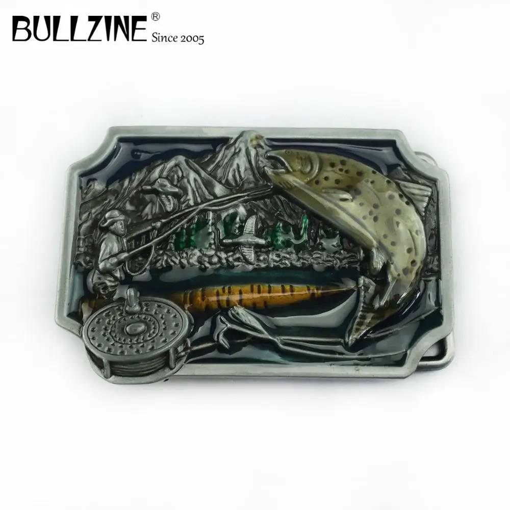 Bullzine опт рыболовные пряжка на ремешке с цветной эмалью магическое Оловянное