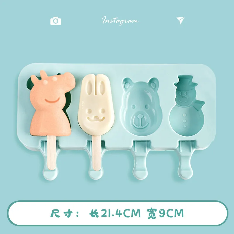 Силиконовые формочки для эскимо сделай сам в форме животного 4 полости форма