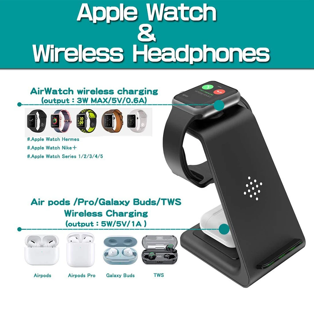 

Betty 15W Fast Wireless Charger Station Charging For phone Stand holder Apple Watch Airpods iWatch induction Wireless Chargers