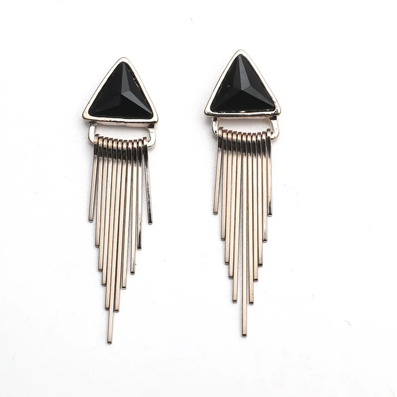 

Women Dangle Drop Earrings Metal Tassel Triangle Punk Black Fashion Jewelry Accessories Wholesale Party