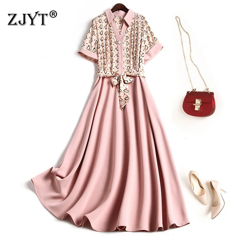 

Женское платье миди составного кроя с коротким рукавом, модная летняя одежда с геометрическим принтом, повседневное праздничное платье Aline,...