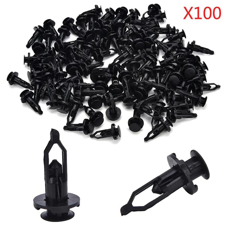 

100X 9mm Car Door Trim Fender Clips Black Plastic Rivets Fastener for Toyota