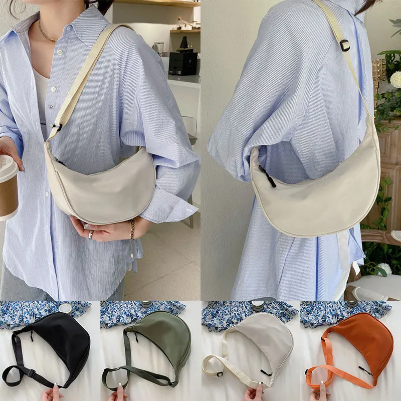 

2021 Solid Color Women Chest Bag Large Capacity Zipper Shoulder Messenger Bag Half Moon Belt Bag Ladies Daily Street Fanny Packs