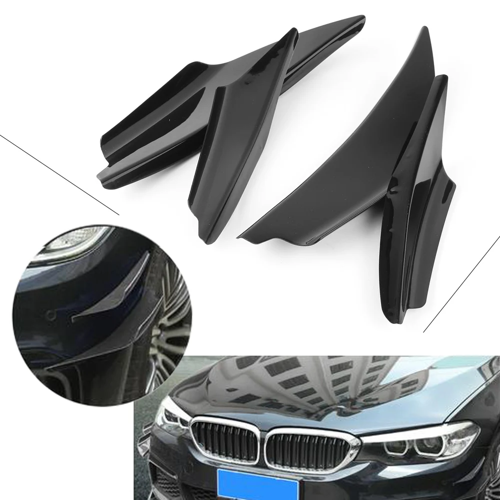 

Универсальные плавники-сплиттеры для переднего бампера автомобиля, 4 шт., глянцевый черный АБС-пластик