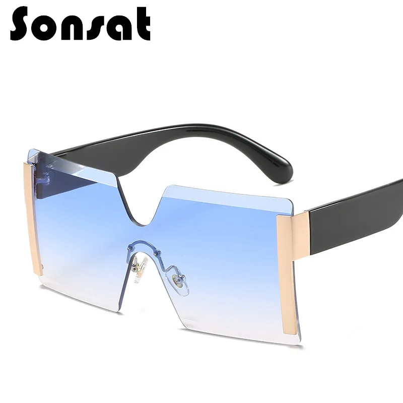 

Модные индивидуальные брендовые дизайнерские солнцезащитные очки без оправы роскошные цельные очки для женщин унисекс пикантные ретро ул...