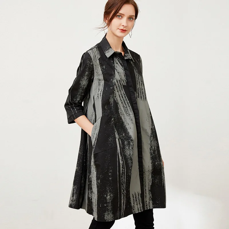 

SuperAen, модные рубашки с принтом, осень 2021, новинка, свободная, средняя и длинная, три четверти, блузка, женские топы