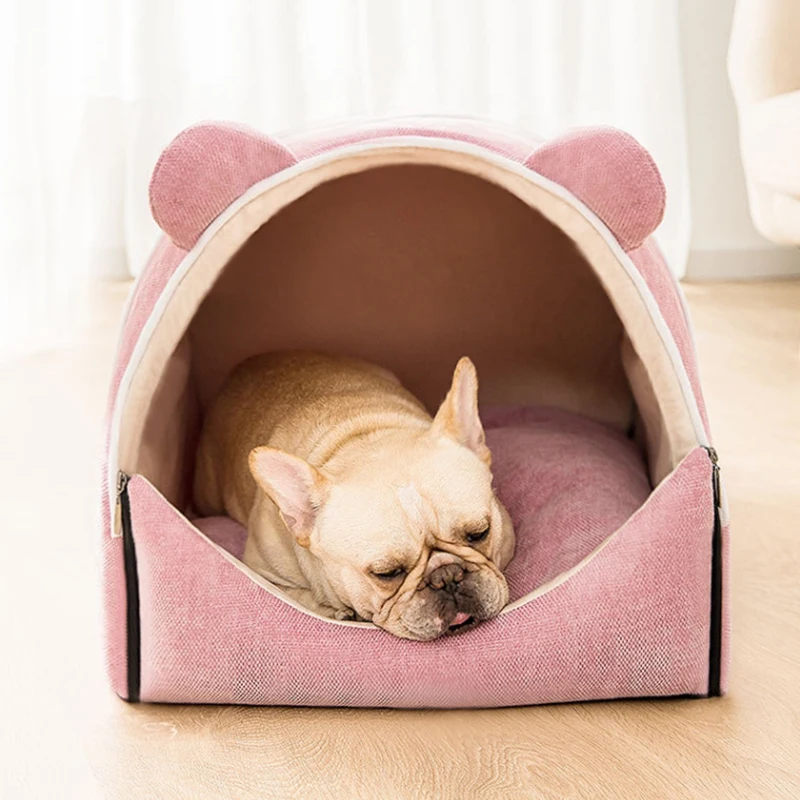 

Cawayi Warm Dog Kennel Portable Dog House Semi Enclosed Big Indoor Space Cozy Sleepin Bed French Large Small Cat Bulldog For Dog