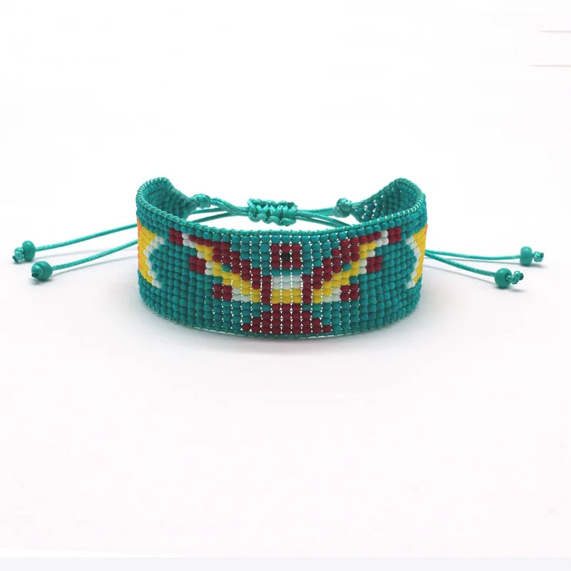 

2021 Bohemian Style Bead Bracelet Woven Geometric Pattern Bead Bracelet Wristband Wholesale Bangles for Women Jewelry Pulseras