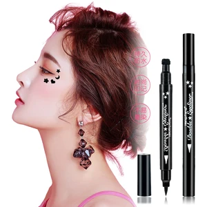 HengFang макияж для глаз 4 стиля двухсторонняя подводка для глаз штамп жидкая Черная Подводка для глаз Ручка фотография 2,5 г чернила для татуировки для лица #52244