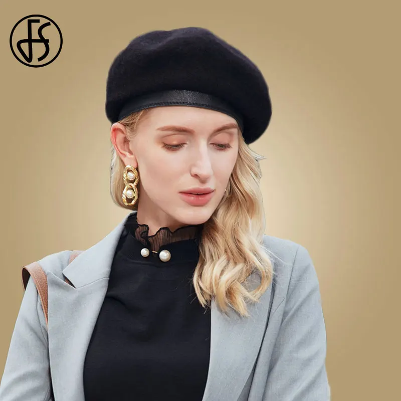 

Берет женский шерстяной FS, однотонный, винтажный, теплый, во французском стиле, зимний