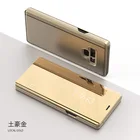 Умный кожаный флип-чехол для Galaxy Note 10 S20 S21 FE S22 Note20, ультрароскошный зеркальный Прозрачный чехол для Samsung S9 S8 S10 Plus