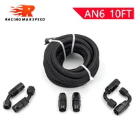 an6 hose end fittings adaptor kit 10ft black oil fuel hose line an6 double stainless steel braided oil hose