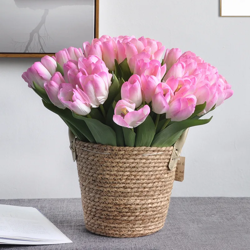 

7pcs/Bouquet New Silk Tulip Artificial Flower 36cm Real Touch Fake Plant Bouquet for Home Garen Wedding Decoration Accessories