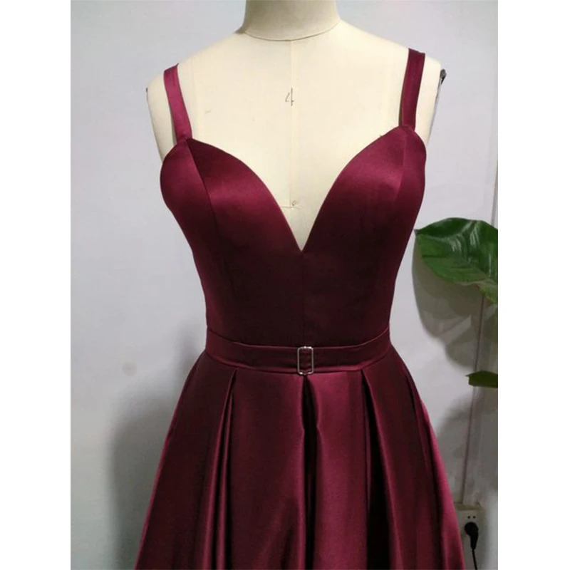 Высококачественные вечерние платья красного вина женские атласные А силуэта с