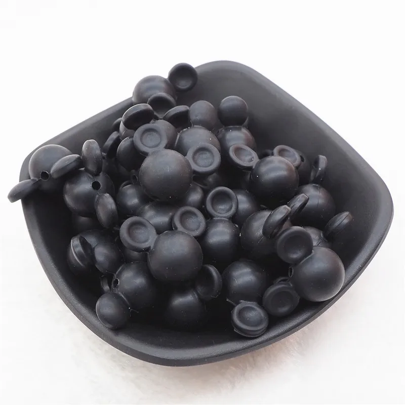 Black Chenkai 10 шт. BPA Free силиконовый галстук-бабочка Прорезыватель для зубов бусины DIY Baby Shower Прорезыватель для зубов Монтессори Сенсорная игрушка бант-узел Аксессуары - Цвет: Black