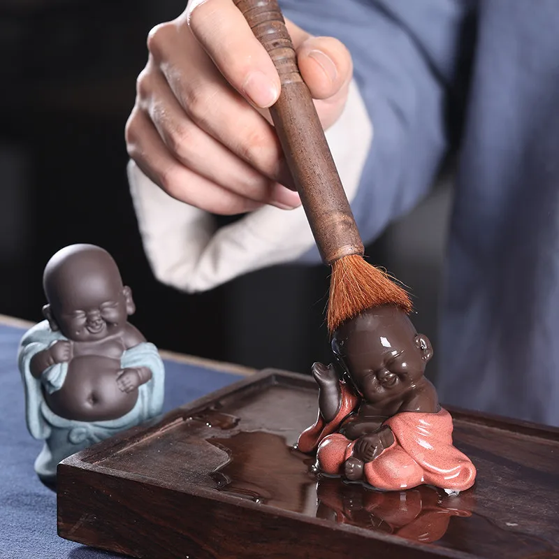 Фиолетовая глина прекрасный счастливый Майтрейя Будда статуя чай домашнее