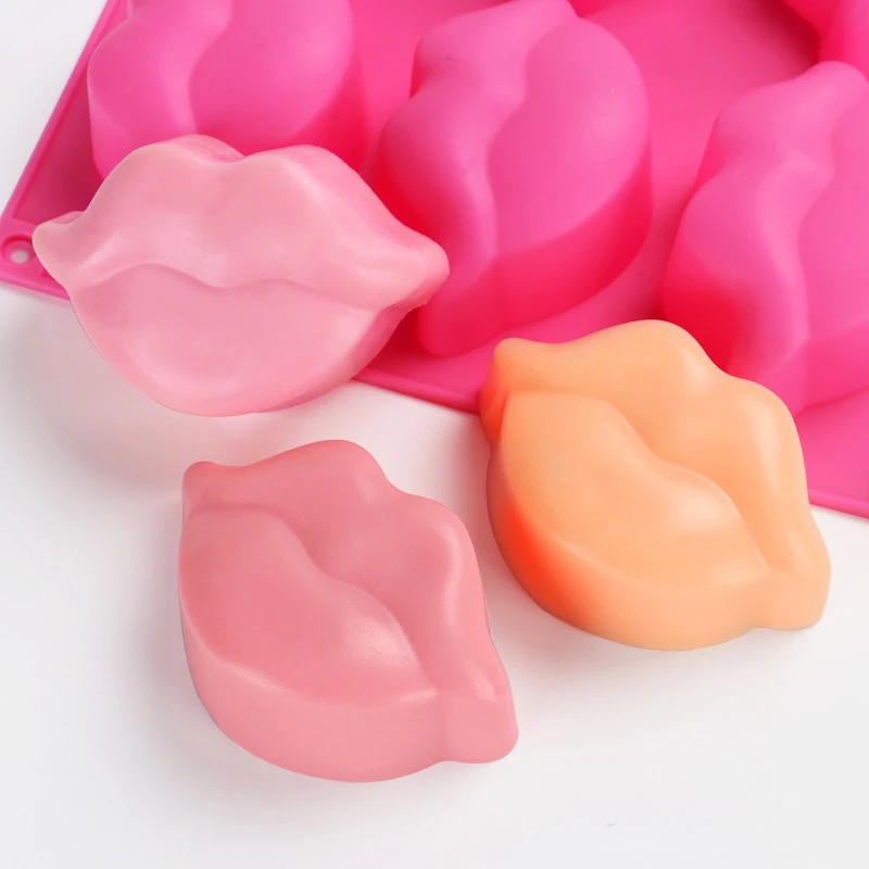 6 отверстий 3D рот, губы Fondant (сахарная) торта силикона прессформы для Полимерная глина шоколадная форма печенье мыло Форма для изготовления конфет украшения инструменты - изображение
