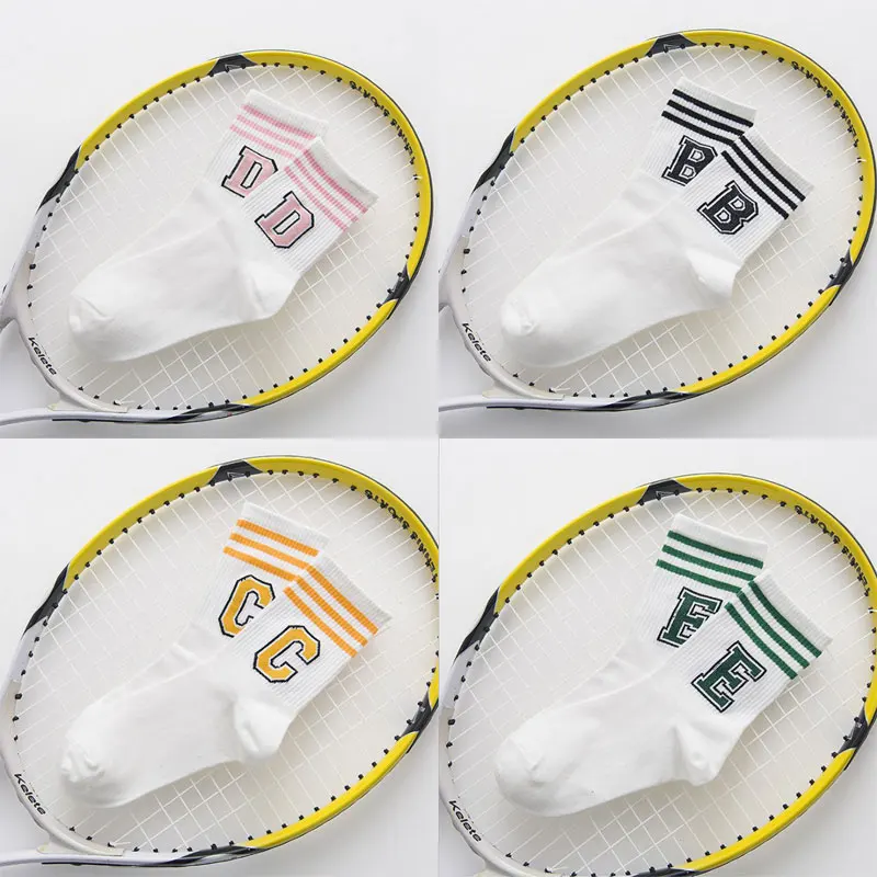 Модные белые носки в стиле харадзюку с надписями Забавные короткие милым