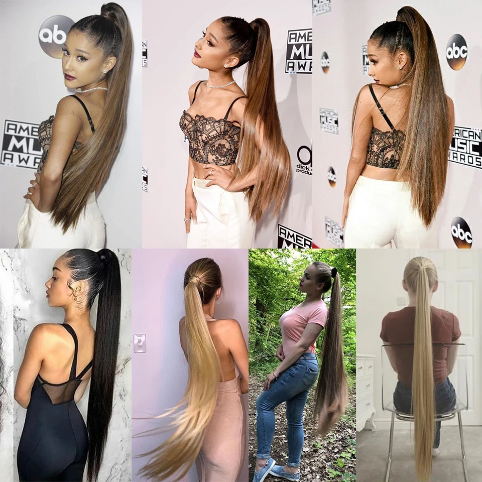 TALANG22'' Синтетические длинные прямые ленты с завязками конские хвосты волосы