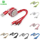 FLOVEME 3 в 1 USB-кабель для iPhone Samsung Xiaomi мульти быстрое зарядное устройство USB Type-C Micro USB кабель для Мобильный телефон