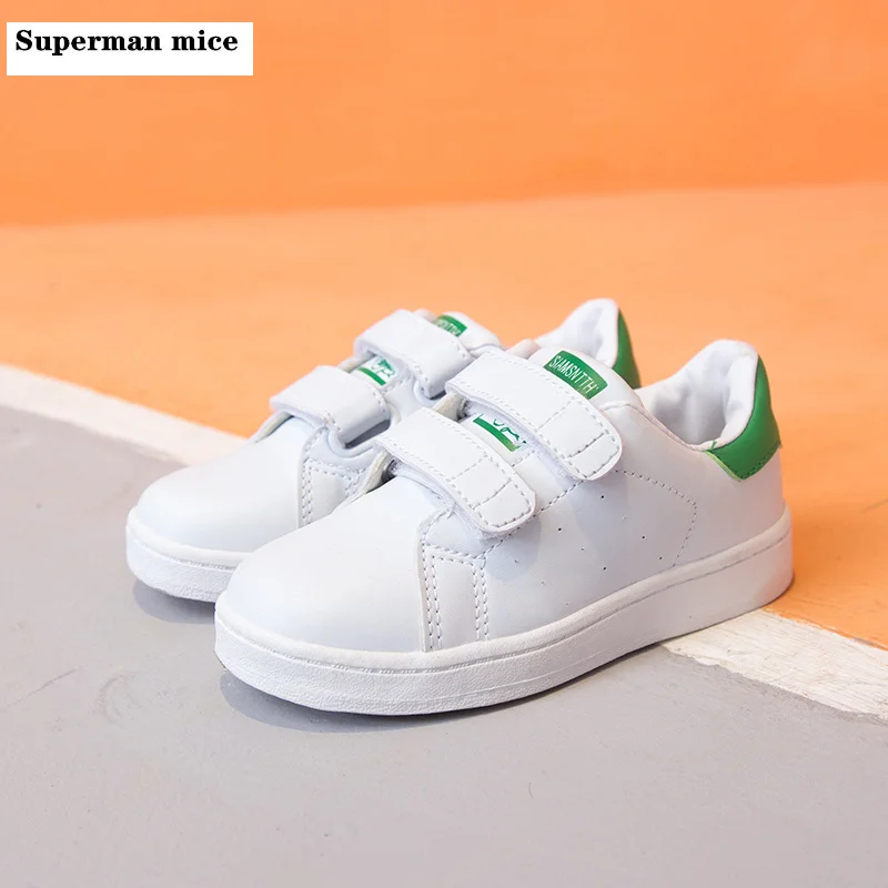 

Children's Shoes White Green Tail Kids Board Shoes Boys and Girls Sports Shoes Hook&loop Baby Girls Shoes Sneakers Shoe for Boys