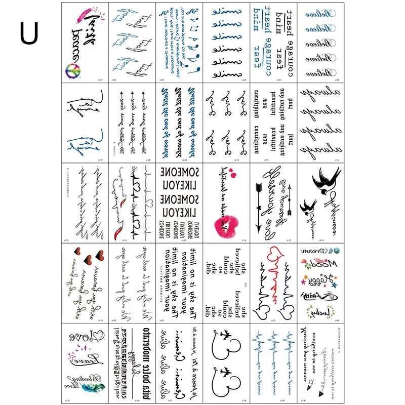 

new30pcs Temporary Tattoos on the Body Waterproof Fake Tattoo Sticker Art Letter Black Symbol Temporal Tattoos