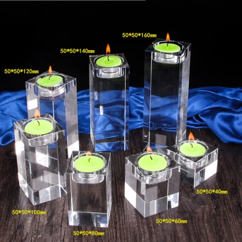 Square White Crystal Religious Candle Holder Tealight Candlestick for Home Wedding Party Decorations Candelabra Centerpieces | Дом и сад