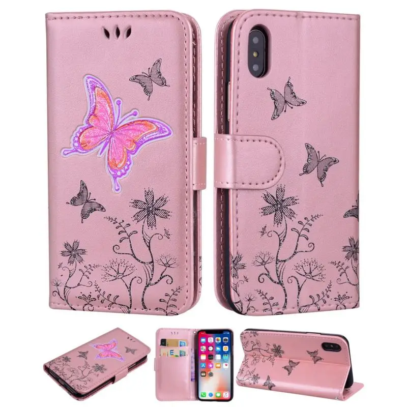 Pink B XS Max милый чехол для телефона с зеркалом для iphone X XR 7 8 Plus, кошелек для девочки для Funda iphone 6S 5s SE touch 5 6 чехол с подставкой E23D - Цвет: Pink B