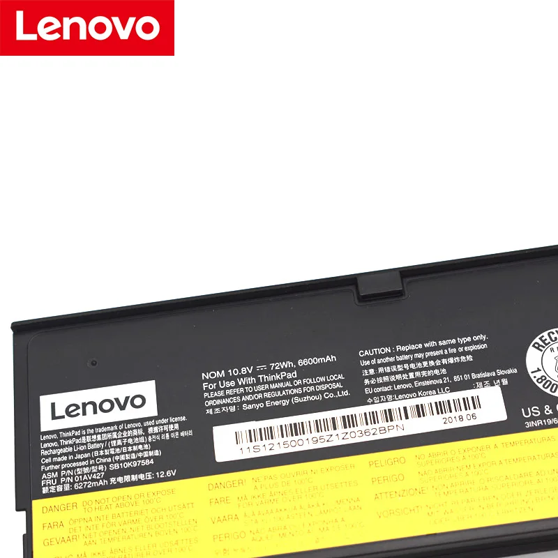 Оригинальный аккумулятор для ноутбука Lenovo ThinkPad T470 T480 T570 T580 P51S P52S 61 ++ 01AV423 01AV424 01AV425