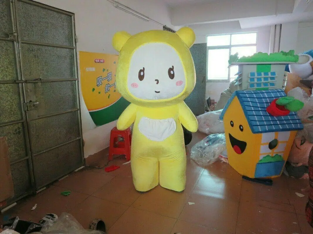 Костюм талисмана с желтым медведем Костюмы для костюмированной вечеринки