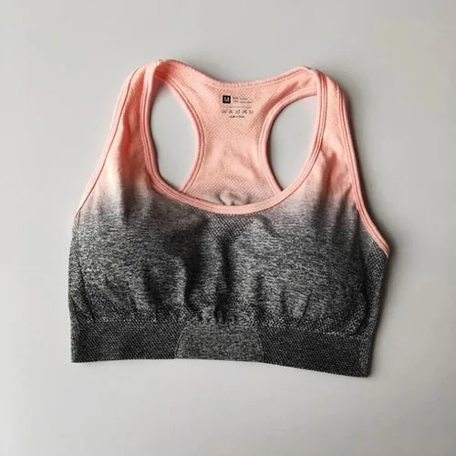 Dark pink Ombre бесшовный ударопрочный спортивный бюстгальтер для фитнеса йога борцовка бюстгальтер Топ со съемной прокладкой пуш-ап бюстгальтер для тренировок активная одежда - Цвет: Dark pink