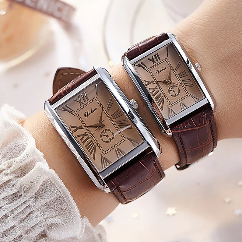 Высококачественные элегантные часы для пар корейские модные с квадратным