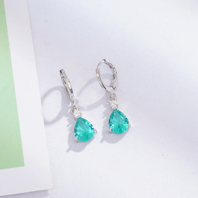 Серьги кольца в форме капли воды из кубического циркония простой стиль серьги