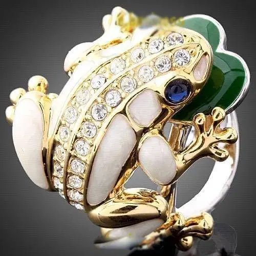 + Доставка&gt Мода 18K розовое золото GP Кристалл лягушка кольцо Размер 8 | Украшения и