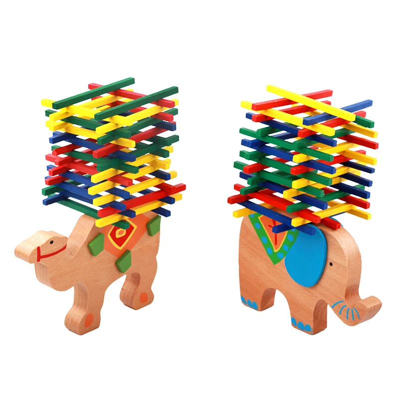 

Children's elephant color stick balance beam Jenga parent-child interactive building blocks early education wooden toys