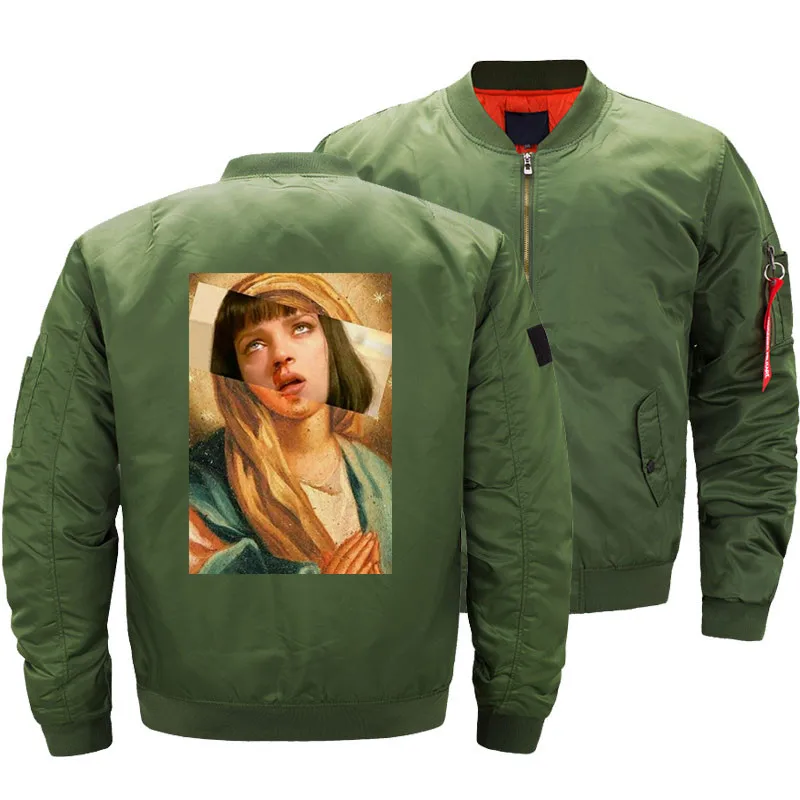 Мужская куртка-бомбер Девы Марии Смешанная целлюлозная фантастика Миа Уоллес
