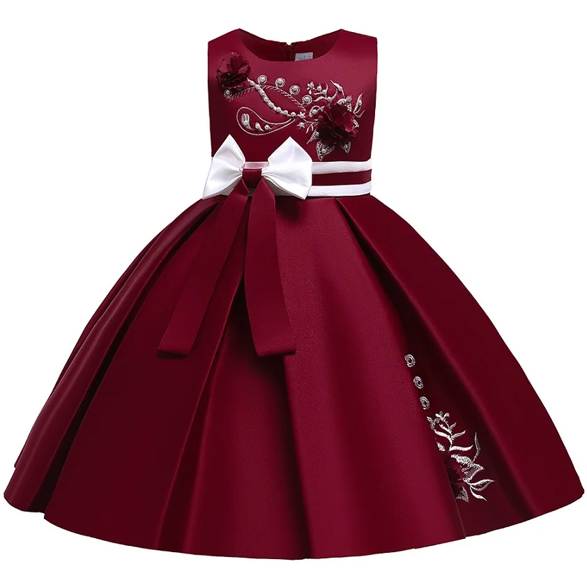 

Girls bow applique princess dress children's embroidered dress Christmas Halloween makeup Party Costume