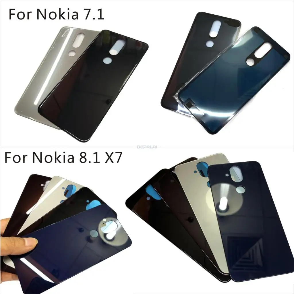 Заднее стекло для Nokia 7 1 8 X7 задняя крышка батарейного отсека Корпус Стеклянные