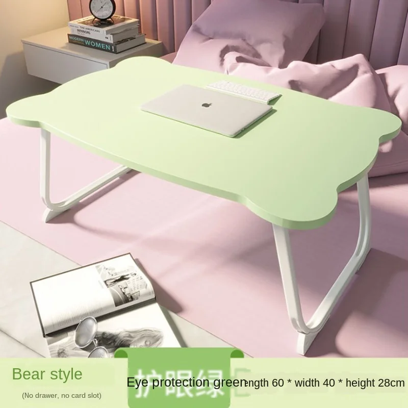

Simple folding laptop table desk bed table sofa table small desk with slot cup holder drawer portable study table