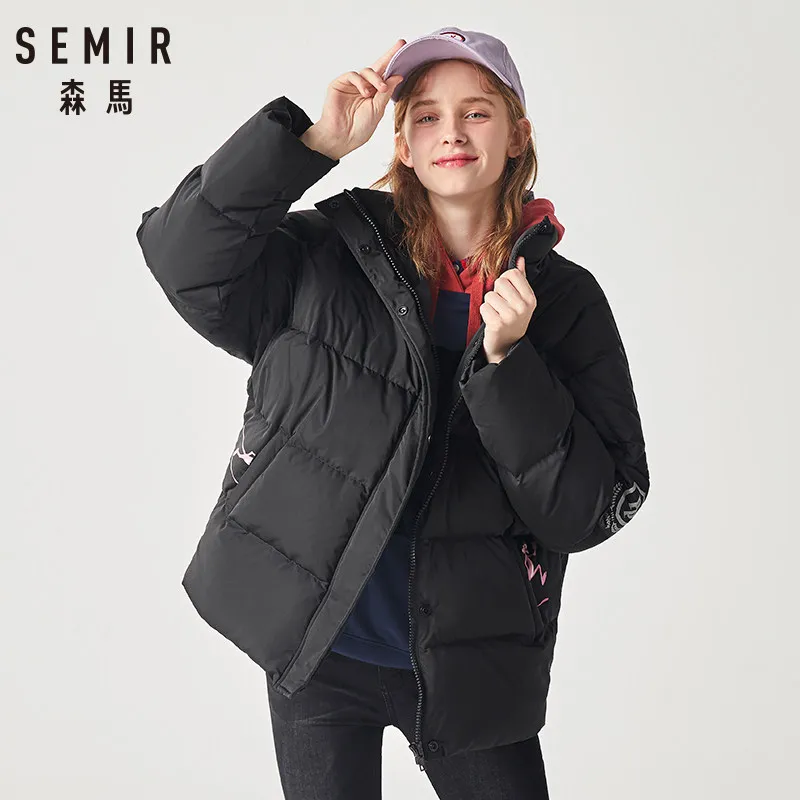Пуховик SEMIR женский с воротником-стойкой куртка-пуховик косым карманом и