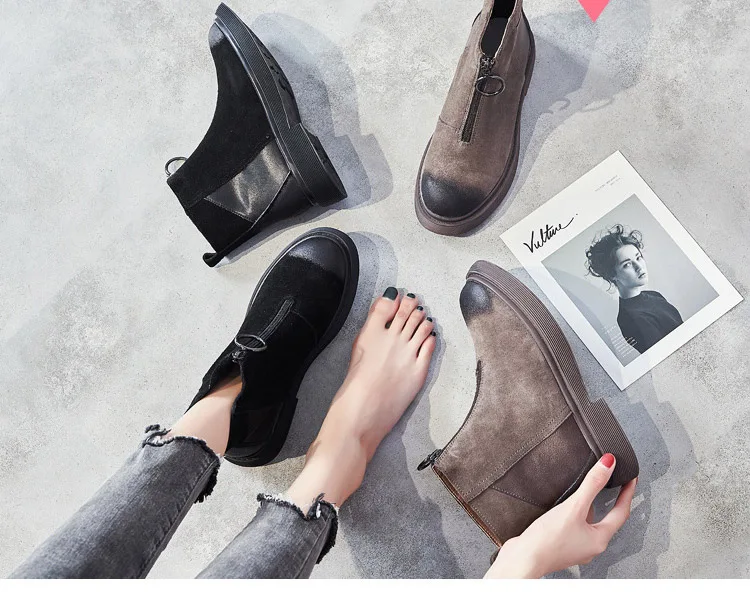 Botas mujer в стиле ретро; ; повседневная обувь; Ботинки martin; женские модные брендовые ботильоны из натуральной кожи с заклепками; Цвет Черный