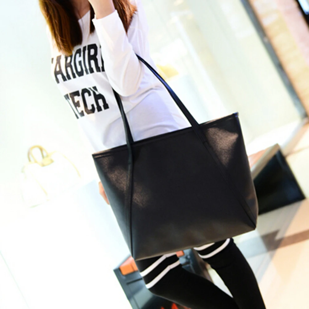 Женская деловая сумка из искусственной кожи однотонная дорожная сумка-тоут на