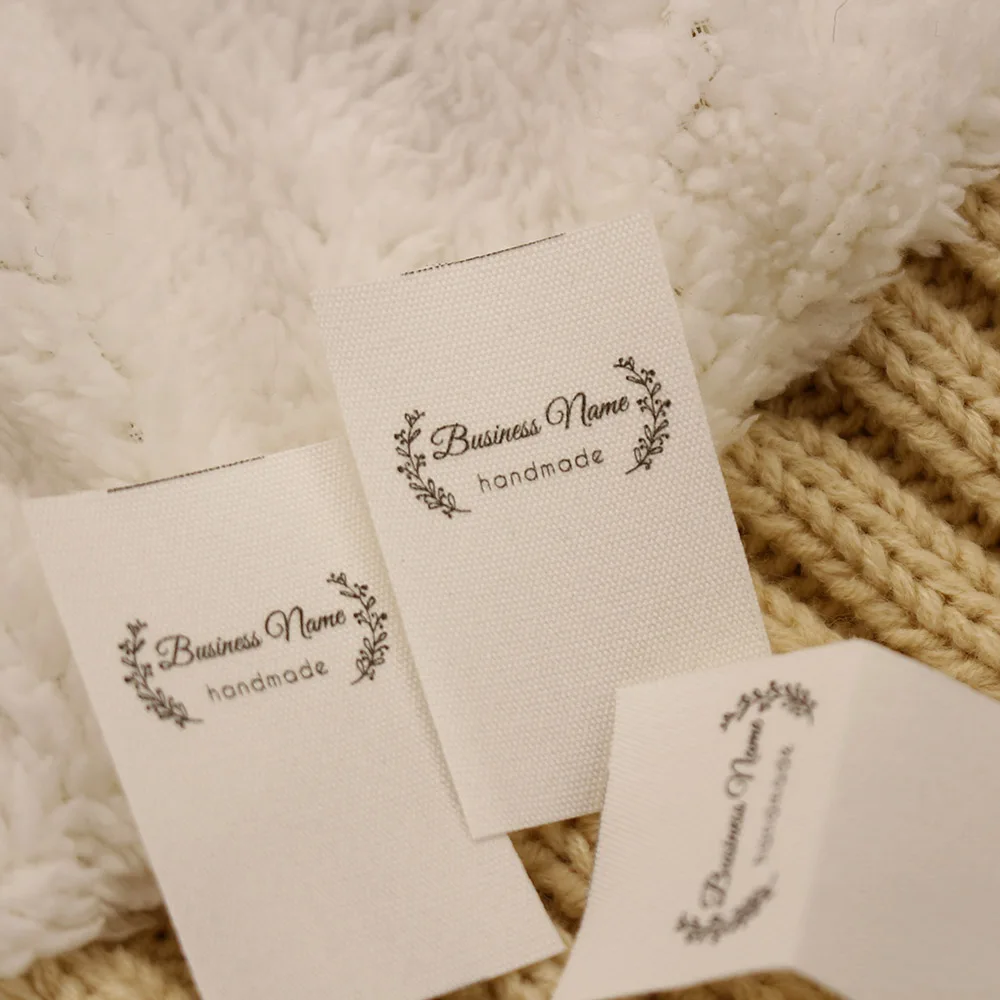 

Custom Sewing Labels, Personalized Tags, White Fabric, Business Name，100% Cotton, 30mm x 50mm, Washable (MD5052)
