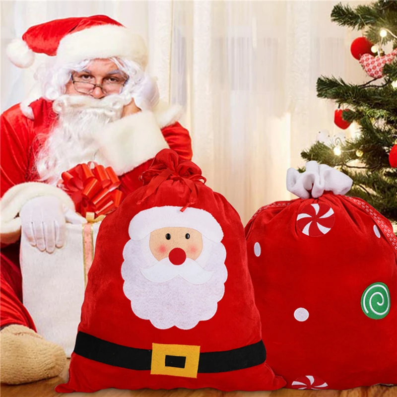 

2022 Новый Лидер продаж, модный большой Рождественский Подарочный пакет, бархатные рождественские сумки, мешок на шнурке, Рождественский кла...