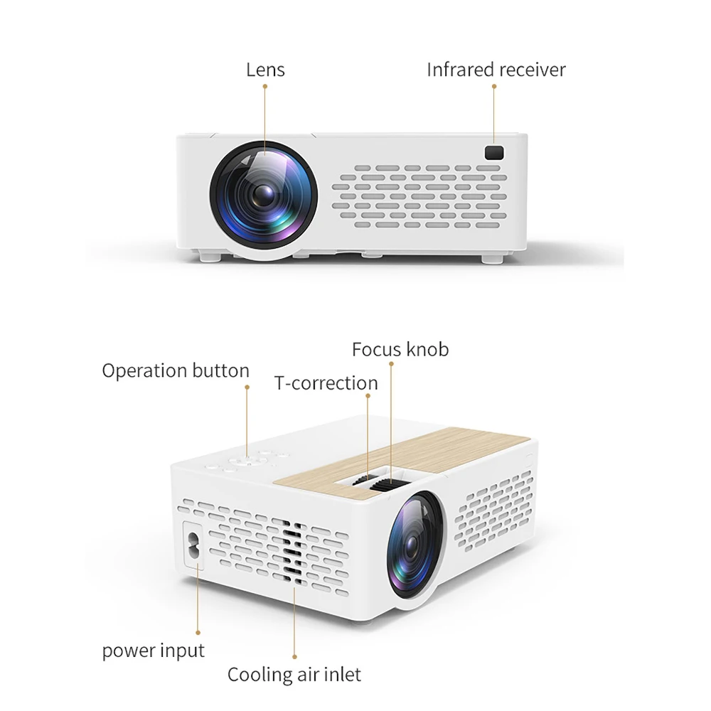 Мини проектор J12 Full HD1080P с Wi Fi зеркалированием экрана телефона 5000 люкс для