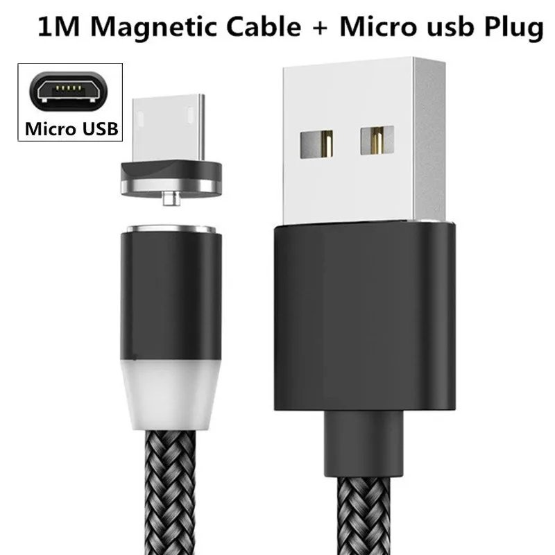 For Micro Black Магнитный USB кабель type C Micro USB кабель для быстрой зарядки для huawei Y3 Y6 Y5 II A7 J2 PRO Grand prime pro G530 - Цвет: For Micro Black