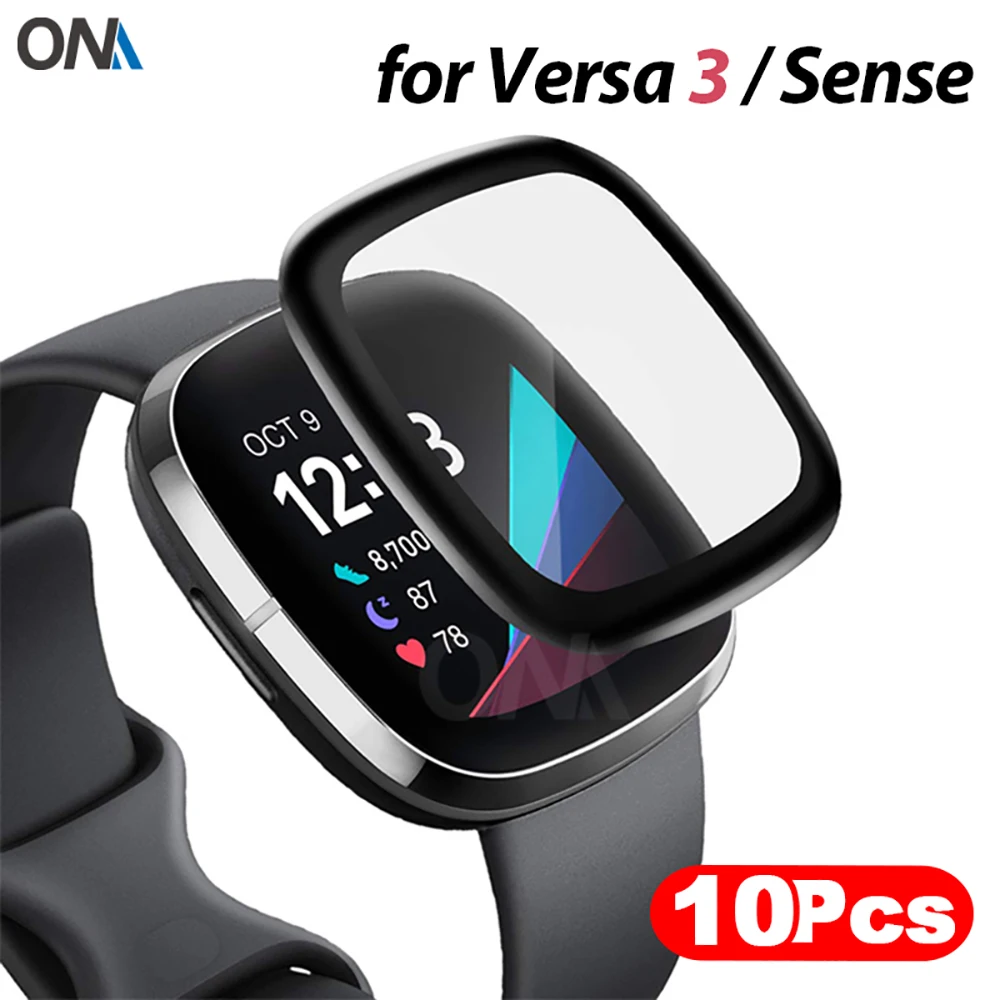 10 шт. Защитная пленка для экрана Fitbit Versa 3 / Sense 3D с изогнутыми краями и полным