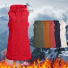 Зимнее женское длинное пальто на молнии, жилет с капюшоном, теплое пуховое пальто без рукавов с карманами, стеганый жилет, куртка, стеганая уличная куртка